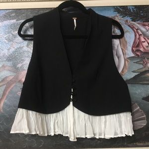 Black & White Sleeveless Layered Vest